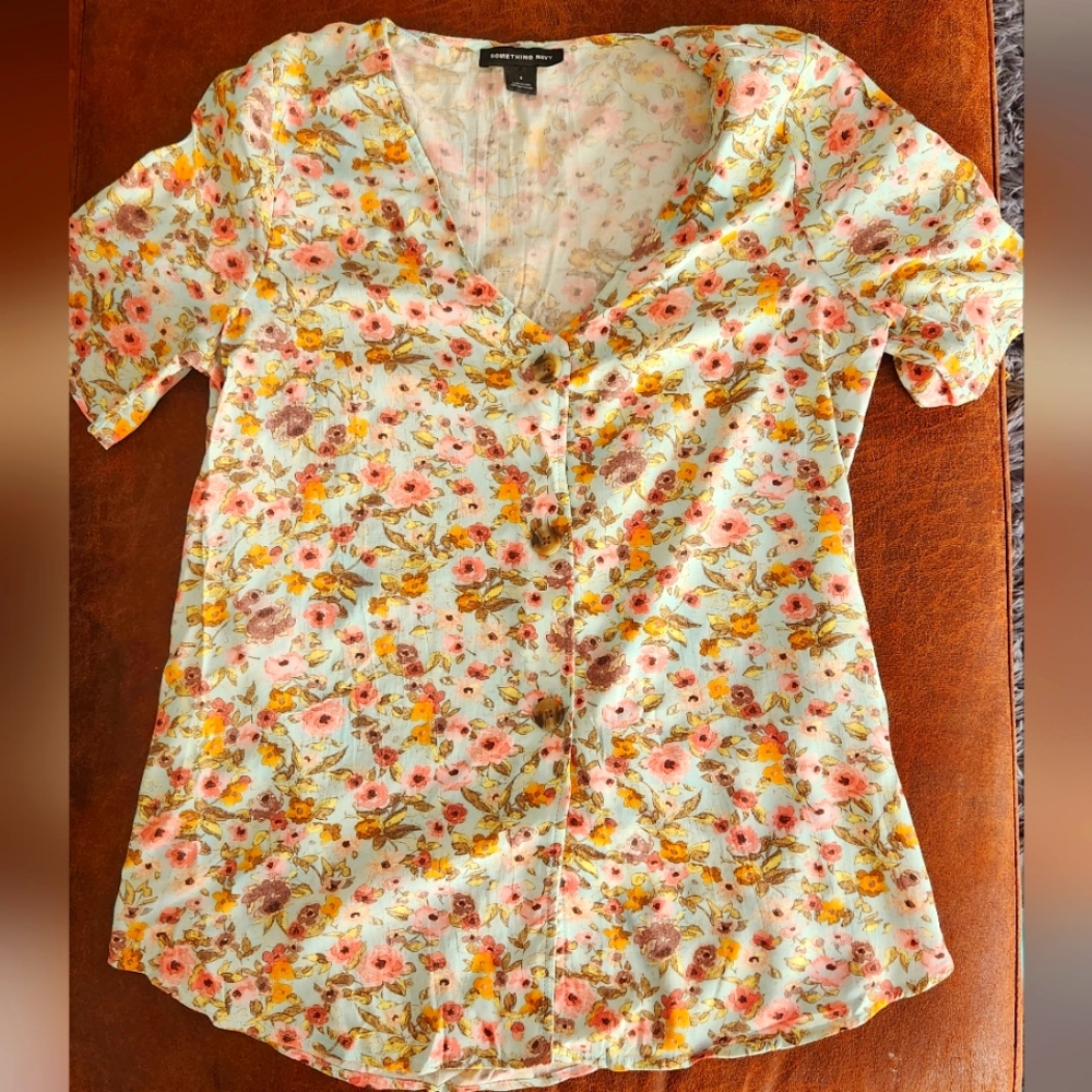 Something Navy Floral Blouse